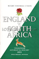 England v South Africa 1952 rugby  Programme